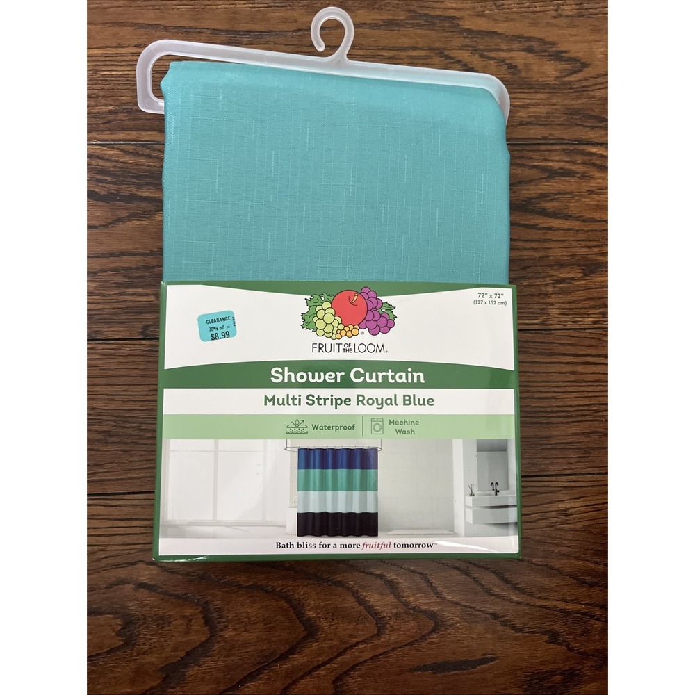 Shower Curtain Fruit of the Loom Multi Stripe Royal Blue JCPenney Water Proof 72